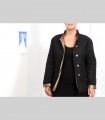 624 - Giacca double face, bouclé di pashmina, shantung di seta, collo coreano