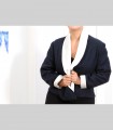 625 - Giacca corta double face, pashmina e shantung di seta, collo a scialle