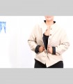 629 - Giacca double face, pashmina, shantung di seta, collo coreano