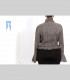 633 - Giacca morbida, pashmina, collo arricciato, chiusura a nodo