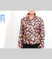 660 - Camicia, seta stampata, collo alzato