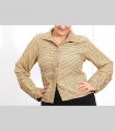 662 - Camicia, seta stampata, collo e polsi arricciati