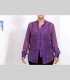 688 - Camicia ampia, chiffon di seta broccato, collo coreano