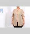 689 - Camicia ampia, chiffon di seta broccato, collo coreano