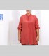 690 - Camicia ampia, crepe di seta, collo coreano