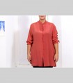 690 - Camicia ampia, crepe di seta, collo coreano