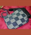 091 - Borsette pochette, a scacchi, seta, perline di vetro