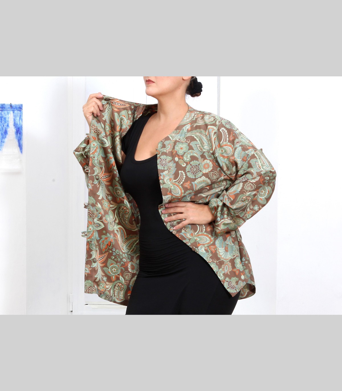 745 Camicia Casacca rasatello di seta