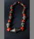 881 - Antica e rara collana, argento, corallo, magia tibetana, Shigatsze, fine 18th secolo, Tibet