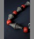 881 - Antica e rara collana, argento, corallo, magia tibetana, Shigatsze, fine 18th secolo, Tibet