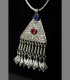 907 - Antica collana, argento, vetro, Gujarat, 19th secolo, India