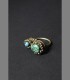 925 - Antique pair of Tibetan rings, silver and turquoise