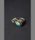 925 - Antique pair of Tibetan rings, silver and turquoise