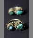 925 - Antique pair of Tibetan rings, silver and turquoise