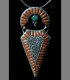 927 - VENDUTO - Antico pendente tibetano, argento, corallo, turchese, Kham, 19th secolo, Tibet