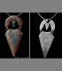 927 - VENDUTO - Antico pendente tibetano, argento, corallo, turchese, Kham, 19th secolo, Tibet