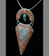 927 - VENDUTO - Antico pendente tibetano, argento, corallo, turchese, Kham, 19th secolo, Tibet