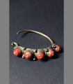 968 -  VENDUTO - Antico bracciale tibetano, argento, corallo fossile, 18th secolo, Tibet