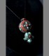 993 - Antique Tibetan Silver, Turquoise and coral Pendant - Gau