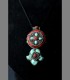 993 - Antique Tibetan Silver, Turquoise and coral Pendant - Gau