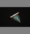1025 - Venduto - Pendente antico tibetano, totem, argento, turchese, corallo, Kam, 20th secolo, Tibet