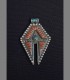 1041 - VENDUTO - Antico pendente in argento, corallo fossile, turchese, Shigatze, 19th secolo, Tibet
