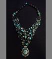 1048 - Antica collana tibetana, giada, turchese, corniola, corallo, bronzo, 19th secolo, Tibet