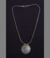 1057 - Antico pendente, argento inciso e vetro, 19th secolo, Uzbekistan