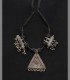 1065 - Antica collana rituale, argento, vetro, Gujarat, 19th secolo, India