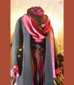 1135 - Stola in velluto di seta, camicia di seta "Petalo", pantalone di velluto di seta, cappotto in panno di pashmina