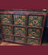 459bis - Antico mobile tibetano smaltato, prima metà 19 secolo, misure cm L118 x A100 x P51